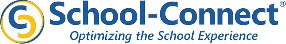 School-Connect logo featuring blue and yellow text over a white background