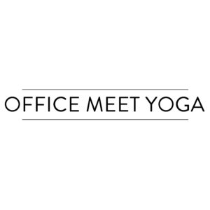 Office Meet Yoga logo is black text on white background with horizontal line accents